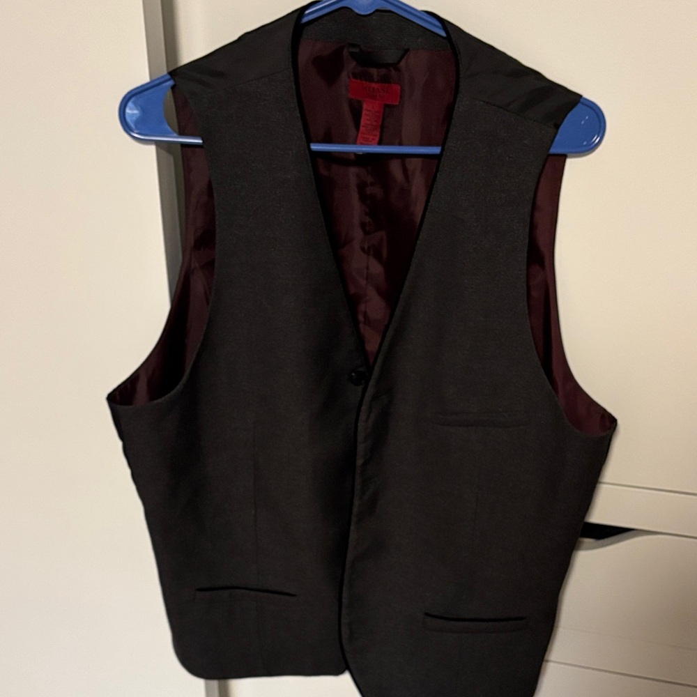 Alfani Black Vest with Burgundy Lining